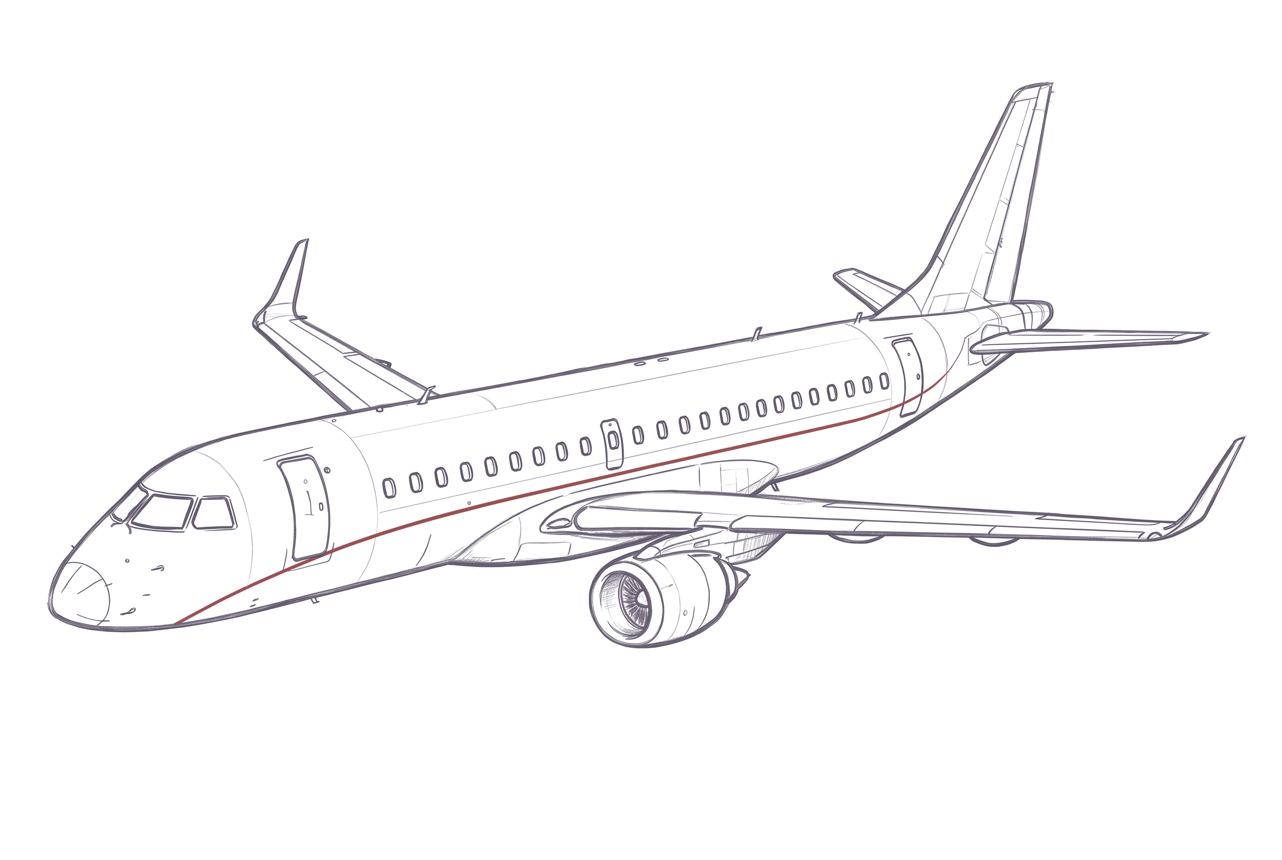 Embraer Lineage 1000E line illustration